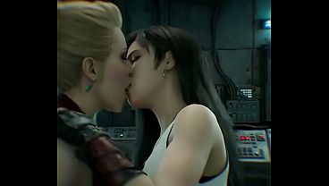 Tifa Lockhart x Scarlet lesbian kissing (Final Fantasy VII/ AI generated)