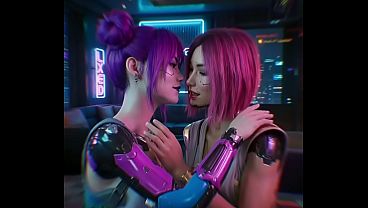 Rita Wheeler x Songbird lesbian kissing (Cyberpunk 2077 /AI generated)